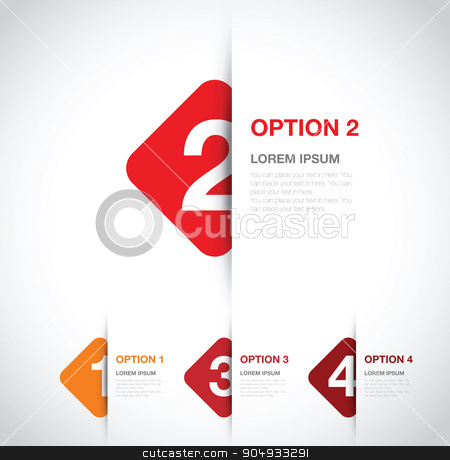 To use this stock image in your creative project, please select the size you need over to the right and click the "Add to Cart" button.
Your downloaded image will come with the Cutcaster watermark removed so don’t worry about the watermark you see on this page. numbered option background stock vector clipart, numbered option background by jameschipper
