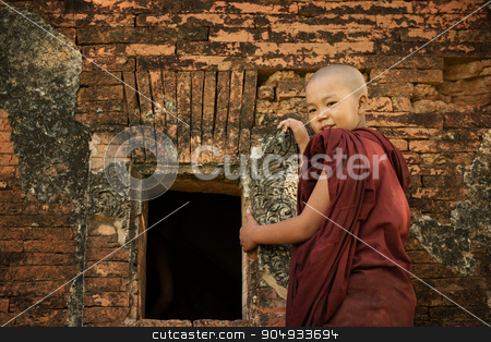 To use this stock image in your creative project, please select the size you need over to the right and click the "Add to Cart" button.
Your downloaded image will come with the Cutcaster watermark removed so don’t worry about the watermark you see on this page. Buddhist novice monk stock photo, Young novice monk standing outside Buddhist temple, Bagan, Myanmar. by szefei