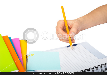 To use this stock image in your creative project, please select the size you need over to the right and click the "Add to Cart" button.
Your downloaded image will come with the Cutcaster watermark removed so don’t worry about the watermark you see on this page. Females hand writing in notebook stock photo, Females hand writing within pen in notebook on isolated white background by cherezoff