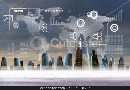 To use this stock image in your creative project, please select the size you need over to the right and click the "Add to Cart" button.
Your downloaded image will come with the Cutcaster watermark removed so don’t worry about the watermark you see on this page. Abstract background with city stock photo, Abstract background with world map and city by cherezoff