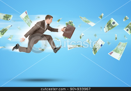 To use this stock image in your creative project, please select the size you need over to the right and click the "Add to Cart" button.
Your downloaded image will come with the Cutcaster watermark removed so don’t worry about the watermark you see on this page. Businessman running forward stock photo, Businessman with suitcase running forward with flying money by cherezoff