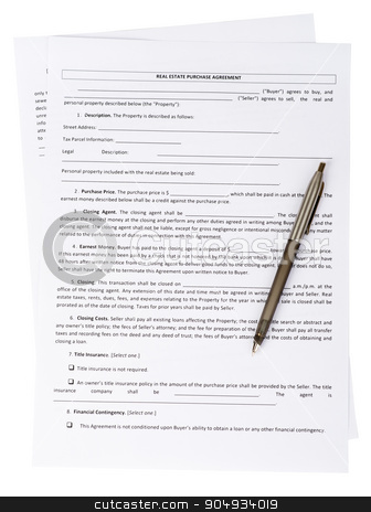 To use this stock image in your creative project, please select the size you need over to the right and click the "Add to Cart" button.
Your downloaded image will come with the Cutcaster watermark removed so don’t worry about the watermark you see on this page. Real estate purchase agreement stock photo, Real estate purchase agreement with pen on white background by cherezoff