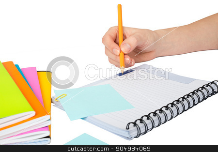 To use this stock image in your creative project, please select the size you need over to the right and click the "Add to Cart" button.
Your downloaded image will come with the Cutcaster watermark removed so don’t worry about the watermark you see on this page. Females hand writing in notebook stock photo, Females hand writing in notebook on isolated white background by cherezoff
