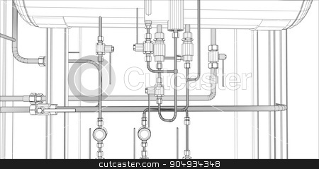 To use this stock image in your creative project, please select the size you need over to the right and click the "Add to Cart" button.
Your downloaded image will come with the Cutcaster watermark removed so don’t worry about the watermark you see on this page. Illustration of equipment for heating system stock vector clipart, Illustration of equipment for heating system with pipes on white by cherezoff