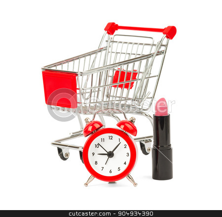 To use this stock image in your creative project, please select the size you need over to the right and click the "Add to Cart" button.
Your downloaded image will come with the Cutcaster watermark removed so don’t worry about the watermark you see on this page. Shopping cart with lipstick stock photo, Shopping cart with lipstick and alarm clock on isolated white background by cherezoff
