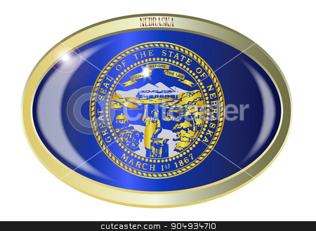 To use this stock image in your creative project, please select the size you need over to the right and click the "Add to Cart" button.
Your downloaded image will come with the Cutcaster watermark removed so don’t worry about the watermark you see on this page. Nebraska State Flag Oval Button stock vector clipart, Oval metal button with the Nebraska state Flag isolated on a white background by Kotto