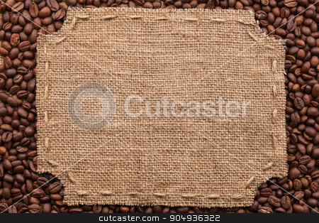 To use this stock image in your creative project, please select the size you need over to the right and click the "Add to Cart" button.
Your downloaded image will come with the Cutcaster watermark removed so don’t worry about the watermark you see on this page. Figured frame with burlap and stitches with place for your text stock photo, Figured frame with burlap and stitches with place for your text lying on coffee beans as a background by alekleks