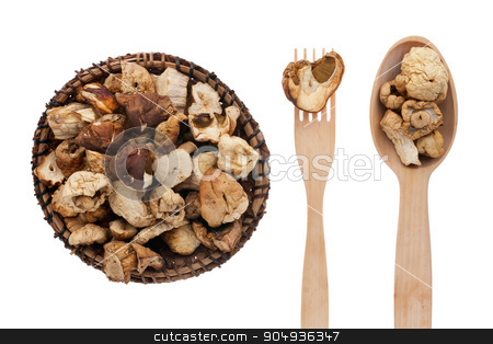 To use this stock image in your creative project, please select the size you need over to the right and click the "Add to Cart" button.
Your downloaded image will come with the Cutcaster watermark removed so don’t worry about the watermark you see on this page. Dried mushroom in a plate, fork and spoon stock photo, Dried mushroom in a plate, fork and spoon, isolated on white background by alekleks
