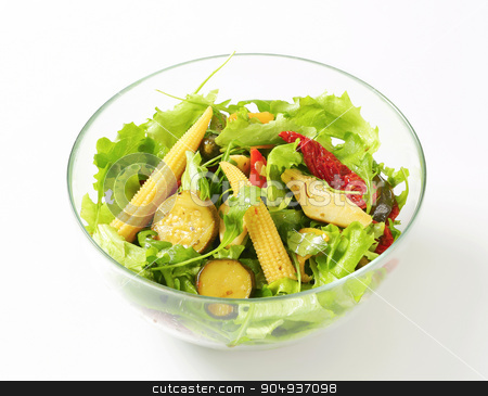 To use this stock image in your creative project, please select the size you need over to the right and click the "Add to Cart" button.
Your downloaded image will come with the Cutcaster watermark removed so don’t worry about the watermark you see on this page. Mixed salad stock photo, Bowl of salad with pickled vegetables by Digifoodstock