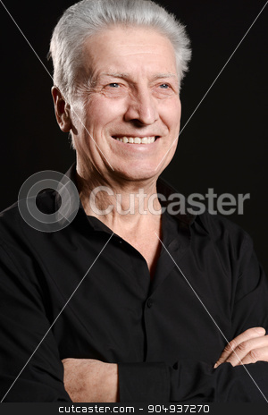 To use this stock image in your creative project, please select the size you need over to the right and click the "Add to Cart" button.
Your downloaded image will come with the Cutcaster watermark removed so don’t worry about the watermark you see on this page. Happy smiling elder man stock photo, Portrait of a happy smiling elder man by Ruslan Huzau