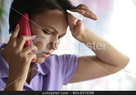To use this stock image in your creative project, please select the size you need over to the right and click the "Add to Cart" button.
Your downloaded image will come with the Cutcaster watermark removed so don’t worry about the watermark you see on this page. Sick woman calling to the doctor stock photo, Close-up portrait of an young ,sick woman calling to the doctor by Ruslan Huzau