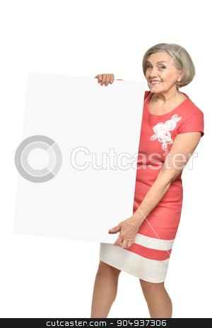 To use this stock image in your creative project, please select the size you need over to the right and click the "Add to Cart" button.
Your downloaded image will come with the Cutcaster watermark removed so don’t worry about the watermark you see on this page. Senior woman with blank stock photo, Senior woman with hands up and white blank by Ruslan Huzau