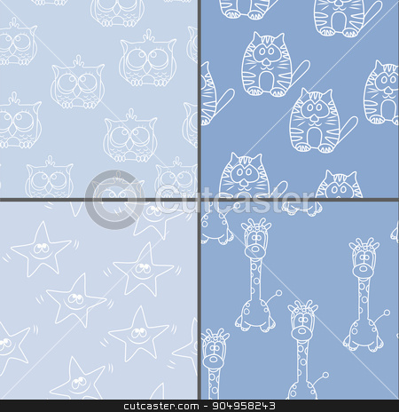 To use this stock image in your creative project, please select the size you need over to the right and click the "Add to Cart" button.
Your downloaded image will come with the Cutcaster watermark removed so don’t worry about the watermark you see on this page. Set Funny Seamless pattern with cat, giraffe, owls. Baby vector pattern. Cartoon vector seamless wallpaper stock vector clipart, Set Funny Seamless pattern with cat, giraffe, owls. Baby vector pattern. Cartoon vector seamless wallpaper by Vladimir Khapaev