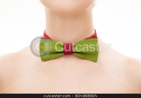 To use this stock image in your creative project, please select the size you need over to the right and click the "Add to Cart" button.
Your downloaded image will come with the Cutcaster watermark removed so don’t worry about the watermark you see on this page. green tie bow on female neck stock photo, green tie bow on female neck. White background by Kopytin Georgy