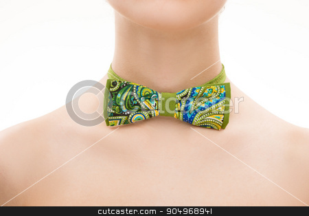 To use this stock image in your creative project, please select the size you need over to the right and click the "Add to Cart" button.
Your downloaded image will come with the Cutcaster watermark removed so don’t worry about the watermark you see on this page. patterned tie bow on female neck stock photo, patterned tie bow on female neck. White background by Kopytin Georgy