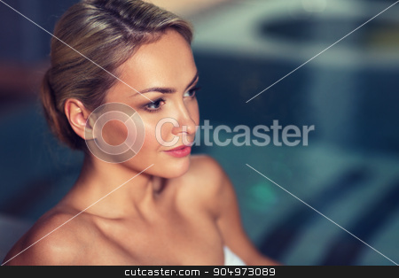 To use this stock image in your creative project, please select the size you need over to the right and click the "Add to Cart" button.
Your downloaded image will come with the Cutcaster watermark removed so don’t worry about the watermark you see on this page. close up of woman in swimsuit at swimming pool stock photo, people, beauty, spa, healthy lifestyle and relaxation concept - close up of beautiful young woman in swimsuit at swimming pool by Syda Productions