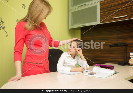 To use this stock image in your creative project, please select the size you need over to the right and click the "Add to Cart" button.
Your downloaded image will come with the Cutcaster watermark removed so don’t worry about the watermark you see on this page. Beautiful school girl doing homework with sexy mother at home stock photo, Beautiful school girl doing homework with mother at home by Kopytin Georgy