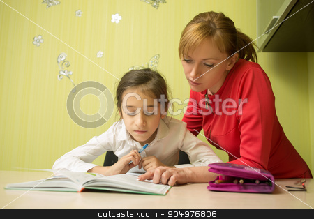 To use this stock image in your creative project, please select the size you need over to the right and click the "Add to Cart" button.
Your downloaded image will come with the Cutcaster watermark removed so don’t worry about the watermark you see on this page. Beautiful school girl doing homework with sexy mother at home stock photo, Beautiful school girl doing homework with mother at home by Kopytin Georgy