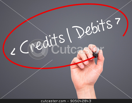 To use this stock image in your creative project, please select the size you need over to the right and click the "Add to Cart" button.
Your downloaded image will come with the Cutcaster watermark removed so don’t worry about the watermark you see on this page. Man Hand writing Credits - Debits with black marker on visual sc stock photo, Man Hand writing Credits - Debitswith black marker on visual screen. Isolated on background. Business, technology, internet concept. Stock Photo by netsay