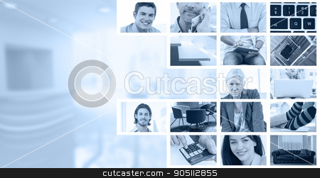 To use this stock image in your creative project, please select the size you need over to the right and click the "Add to Cart" button.
Your downloaded image will come with the Cutcaster watermark removed so don’t worry about the watermark you see on this page. Composite image of businessmen using laptop stock photo, Businessmen using laptop against white staircase in a home by Wavebreak Media