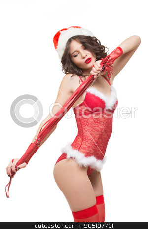 Sexy Snow Maiden Headphones For Sex Games Isolated On White Background Santa Girl Sexy Snow Maiden Headphones For Sex Games Isolated On White Background Santa Girl