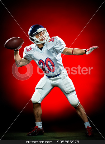 To use this stock image in your creative project, please select the size you need over to the right and click the "Add to Cart" button.
Your downloaded image will come with the Cutcaster watermark removed so don’t worry about the watermark you see on this page. american football player man isolated stock photo, one american football player man isolated on colorful black background by Ishadow