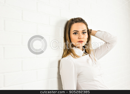 To use this stock image in your creative project, please select the size you need over to the right and click the "Add to Cart" button.
Your downloaded image will come with the Cutcaster watermark removed so don’t worry about the watermark you see on this page. Portrait of business woman or student on white background stock photo, Portrait of business woman or student on white background by Satura86
