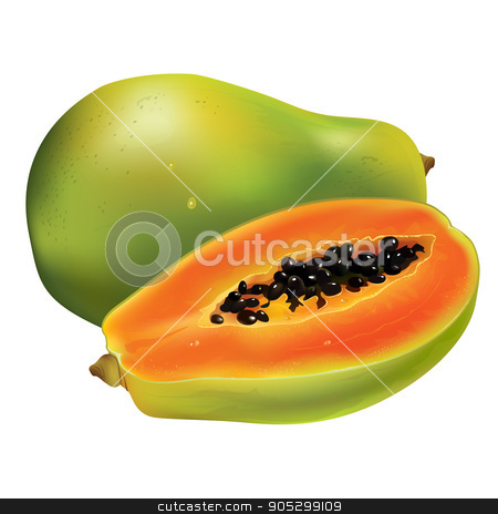 To use this stock image in your creative project, please select the size you need over to the right and click the "Add to Cart" button.
Your downloaded image will come with the Cutcaster watermark removed so don’t worry about the watermark you see on this page. Papaya on white background stock photo, Papaya or pawpaw. Isolated illustration on white background. by ConceptCafe
