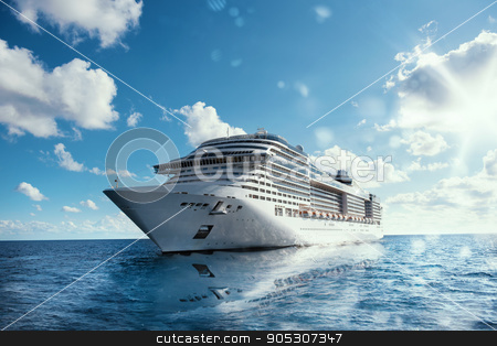 To use this stock image in your creative project, please select the size you need over to the right and click the "Add to Cart" button.
Your downloaded image will come with the Cutcaster watermark removed so don’t worry about the watermark you see on this page. Cruise voyage stock photo, Cruising at sea with reflection on water by Federico Caputo