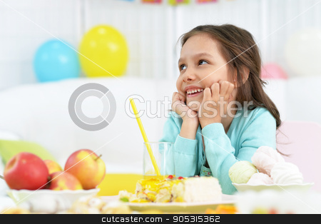 To use this stock image in your creative project, please select the size you need over to the right and click the "Add to Cart" button.
Your downloaded image will come with the Cutcaster watermark removed so don’t worry about the watermark you see on this page. Happy little girl with cake stock photo, Happy little girl with cake at birthday party by Ruslan Huzau