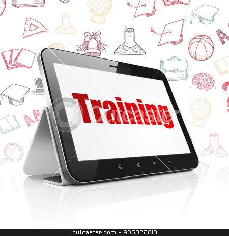To use this stock image in your creative project, please select the size you need over to the right and click the "Add to Cart" button.
Your downloaded image will come with the Cutcaster watermark removed so don’t worry about the watermark you see on this page. Education concept: Tablet Computer with Training on display stock photo, Education concept: Tablet Computer with red text Training on display, Hand Drawn Education Icons background, 3D rendering by mkabakov
