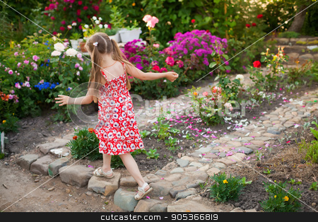 To use this stock image in your creative project, please select the size you need over to the right and click the "Add to Cart" button.
Your downloaded image will come with the Cutcaster watermark removed so don’t worry about the watermark you see on this page. Running happy girl in a green blooming garden stock photo, Running happy girl in a blooming garden by HDesert