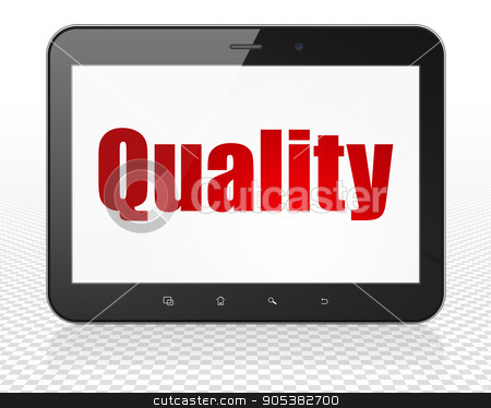 To use this stock image in your creative project, please select the size you need over to the right and click the "Add to Cart" button.
Your downloaded image will come with the Cutcaster watermark removed so don’t worry about the watermark you see on this page. Marketing concept: Tablet Pc Computer with Quality on display stock photo, Marketing concept: Tablet Pc Computer with red text Quality on display, 3D rendering by mkabakov