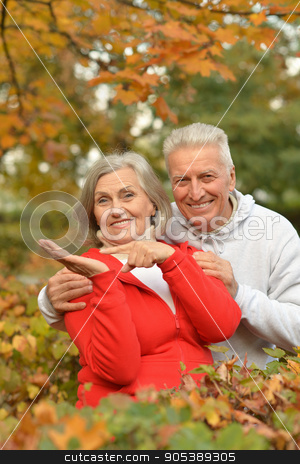 To use this stock image in your creative project, please select the size you need over to the right and click the "Add to Cart" button.
Your downloaded image will come with the Cutcaster watermark removed so don’t worry about the watermark you see on this page. Senior couple in autumn park stock photo, Portrait of a happy senior couple in autumn park by Ruslan Huzau