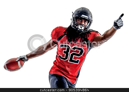 To use this stock image in your creative project, please select the size you need over to the right and click the "Add to Cart" button.
Your downloaded image will come with the Cutcaster watermark removed so don’t worry about the watermark you see on this page. american football player man isolated stock photo, one american football player man isolated on white background by Ishadow