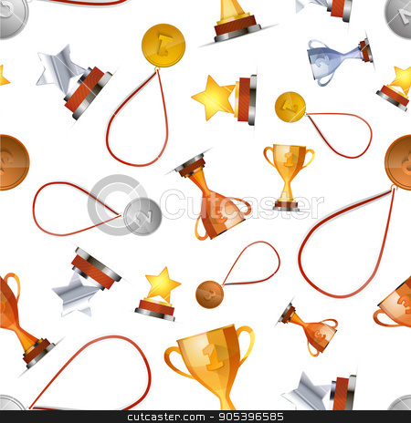 To use this stock image in your creative project, please select the size you need over to the right and click the "Add to Cart" button.
Your downloaded image will come with the Cutcaster watermark removed so don’t worry about the watermark you see on this page. Winners awards with medals, cups and stars on white, seamless pattern stock vector clipart, A lot of winners awards with medals, cups and stars on white, seamless pattern by Evgeny