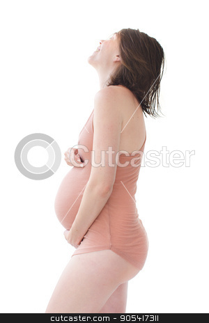 To use this stock image in your creative project, please select the size you need over to the right and click the "Add to Cart" button.
Your downloaded image will come with the Cutcaster watermark removed so don’t worry about the watermark you see on this page. Silhouette of pregnant woman in vest after shower stock photo, Silhouette of a pregnant woman in a vest after a shower. She put her hands on her tummy, laughing and looking up on a white background. by Demkat