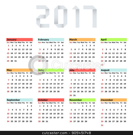 To use this stock image in your creative project, please select the size you need over to the right and click the "Add to Cart" button.
Your downloaded image will come with the Cutcaster watermark removed so don’t worry about the watermark you see on this page. Vector modern calendar 2017 on white stock vector clipart, Vector modern calendar 2017 on white background by petr zaika