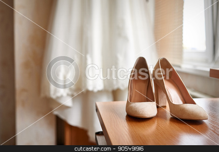 To use this stock image in your creative project, please select the size you need over to the right and click the "Add to Cart" button.
Your downloaded image will come with the Cutcaster watermark removed so don’t worry about the watermark you see on this page. wedding shoes and bride in a bedroom stock photo, wedding shoes and bride in a bedroom by timonko