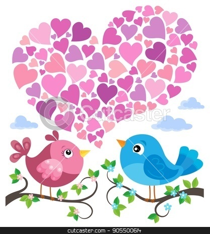 To use this stock image in your creative project, please select the size you need over to the right and click the "Add to Cart" button.
Your downloaded image will come with the Cutcaster watermark removed so don’t worry about the watermark you see on this page. Valentine birds with heart shape theme 1 stock vector clipart, Valentine birds with heart shape theme 1 - eps10 vector illustration. by Klara Viskova