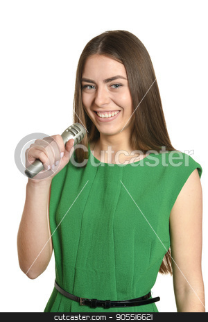 To use this stock image in your creative project, please select the size you need over to the right and click the "Add to Cart" button.
Your downloaded image will come with the Cutcaster watermark removed so don’t worry about the watermark you see on this page. Young woman with microphone stock photo, Happy young woman with microphone on white background by Ruslan Huzau