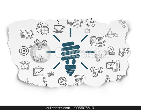 To use this stock image in your creative project, please select the size you need over to the right and click the "Add to Cart" button.
Your downloaded image will come with the Cutcaster watermark removed so don’t worry about the watermark you see on this page. Business concept: Energy Saving Lamp on Torn Paper background stock photo, Business concept: Painted blue Energy Saving Lamp icon on Torn Paper background with Hand Drawn Business Icons by mkabakov