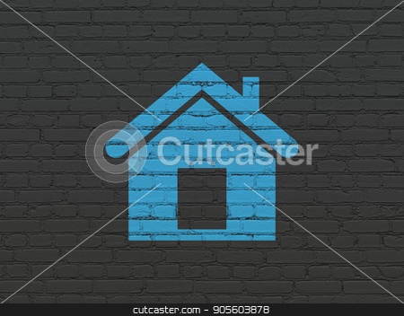 To use this stock image in your creative project, please select the size you need over to the right and click the "Add to Cart" button.
Your downloaded image will come with the Cutcaster watermark removed so don’t worry about the watermark you see on this page. Business concept: Home on wall background stock photo, Business concept: Painted blue Home icon on Black Brick wall background by mkabakov