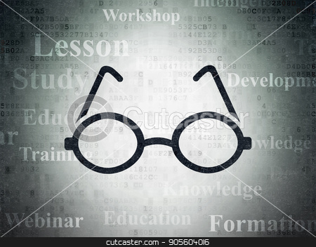 To use this stock image in your creative project, please select the size you need over to the right and click the "Add to Cart" button.
Your downloaded image will come with the Cutcaster watermark removed so don’t worry about the watermark you see on this page. Education concept: Glasses on Digital Data Paper background stock photo, Education concept: Painted black Glasses icon on Digital Data Paper background with Tag Cloud by mkabakov
