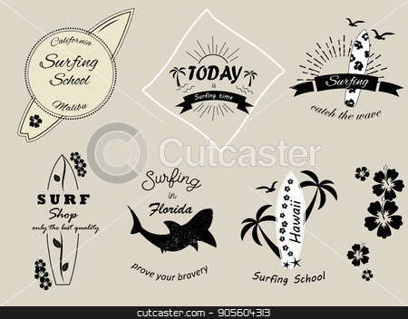 To use this stock image in your creative project, please select the size you need over to the right and click the "Add to Cart" button.
Your downloaded image will come with the Cutcaster watermark removed so don’t worry about the watermark you see on this page. Set of surfing badges and logos stock vector clipart, Set of surfing badges and logos for summer by danceyourlife