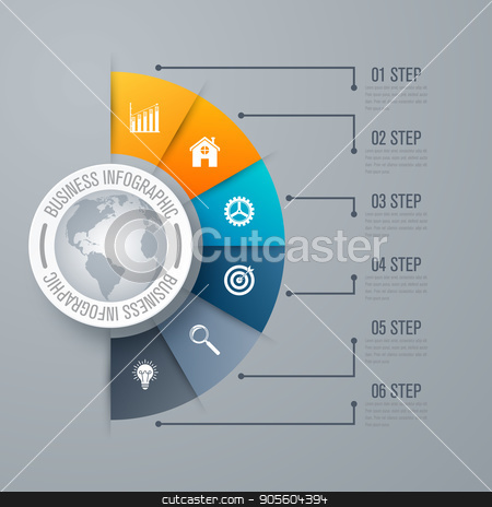 To use this stock image in your creative project, please select the size you need over to the right and click the "Add to Cart" button.
Your downloaded image will come with the Cutcaster watermark removed so don’t worry about the watermark you see on this page. Design infographic template 6 steps stock vector clipart, Design infographic template 6 steps, can be used for workflow layout, diagram, number options, graphic or website layout. by Amelisk
