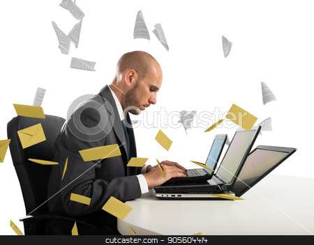 To use this stock image in your creative project, please select the size you need over to the right and click the "Add to Cart" button.
Your downloaded image will come with the Cutcaster watermark removed so don’t worry about the watermark you see on this page. Despair and stress for spam e-mail stock photo, Desperate man in office for too many e-mail and spam by Federico Caputo