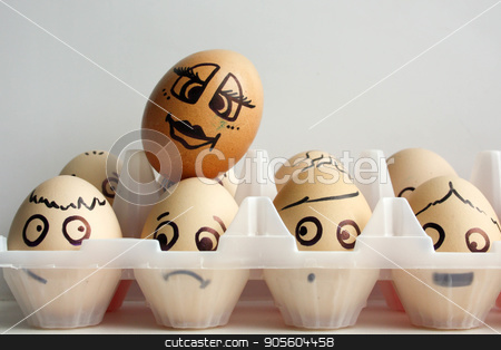 To use this stock image in your creative project, please select the size you need over to the right and click the "Add to Cart" button.
Your downloaded image will come with the Cutcaster watermark removed so don’t worry about the watermark you see on this page. Eggs with a painted face in two rows stock photo, Eggs with a painted face in two rows. Transparent container. Photo for your design. One egg from above by Kseniia