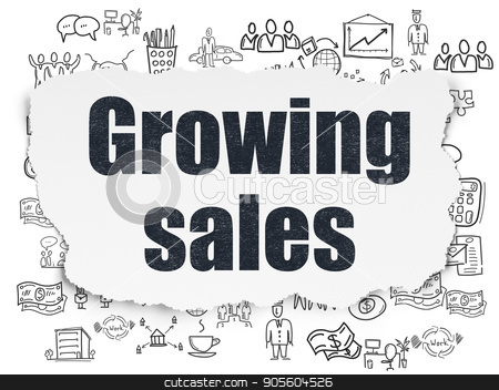 To use this stock image in your creative project, please select the size you need over to the right and click the "Add to Cart" button.
Your downloaded image will come with the Cutcaster watermark removed so don’t worry about the watermark you see on this page. Business concept: Growing Sales on Torn Paper background stock photo, Business concept: Painted black text Growing Sales on Torn Paper background with Hand Drawn Business Icons by mkabakov