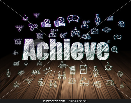 To use this stock image in your creative project, please select the size you need over to the right and click the "Add to Cart" button.
Your downloaded image will come with the Cutcaster watermark removed so don’t worry about the watermark you see on this page. Business concept: Achieve in grunge dark room stock photo, Business concept: Glowing text Achieve, Hand Drawn Business Icons in grunge dark room with Wooden Floor, black background by mkabakov